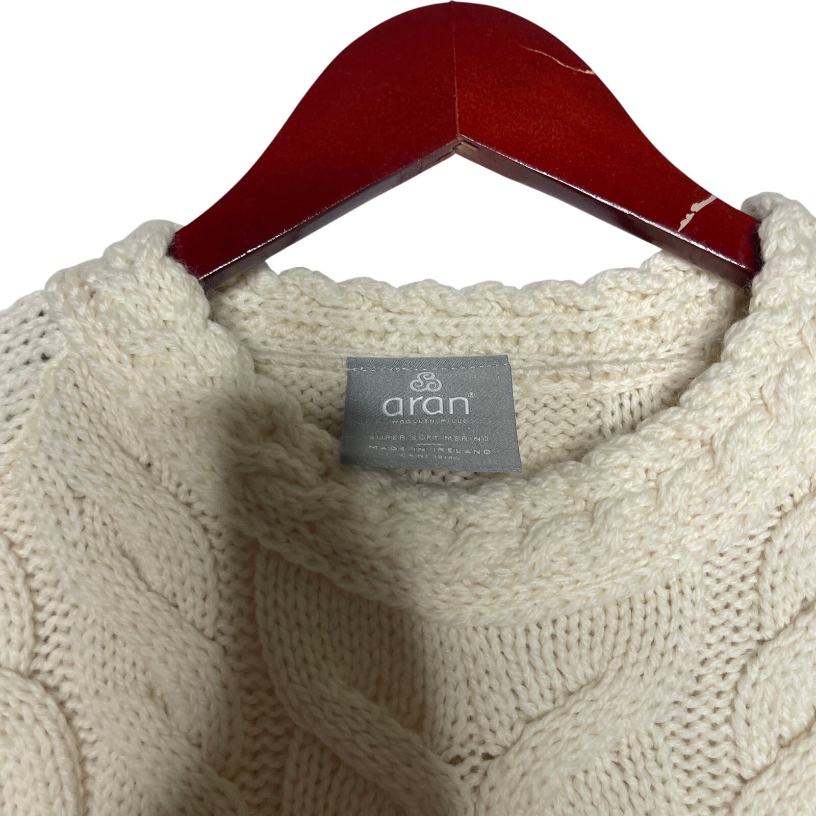 Aran Sweater Market Super Soft 100% Merino Wool Luxury Cable Knit Sz S — image 4 of 7